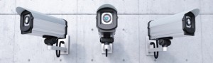 Three Security cameras frontal view